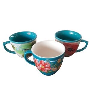 The Pioneer Woman Floral Coffee Mug Set of 3 Colorful Farmhouse tea Cups